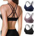 VEQKING Women's Cross Back Sports Bra for Medium Support Yoga