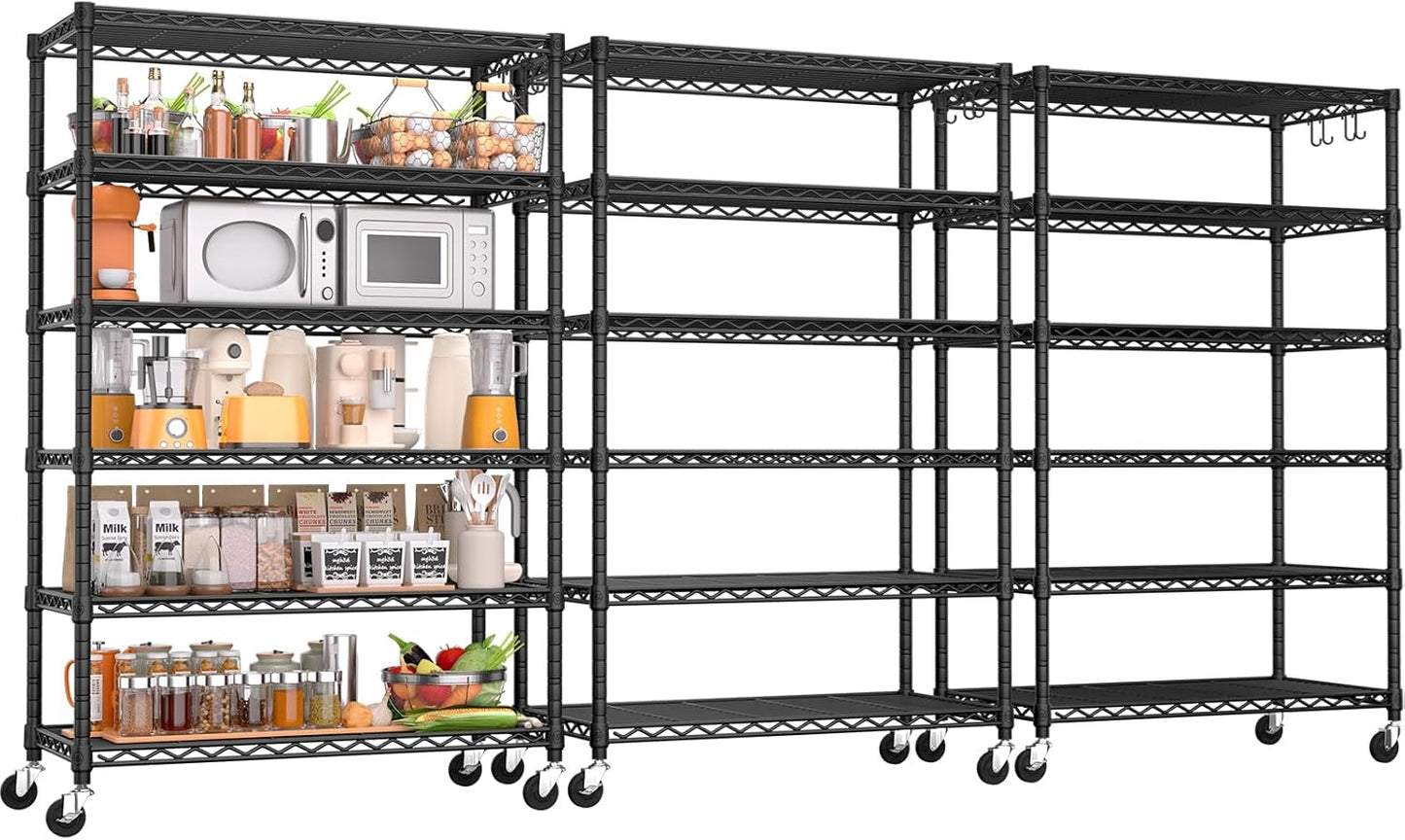 Heavy Duty 6 Tier Wire Shelving with Wheels for Versatile Storage