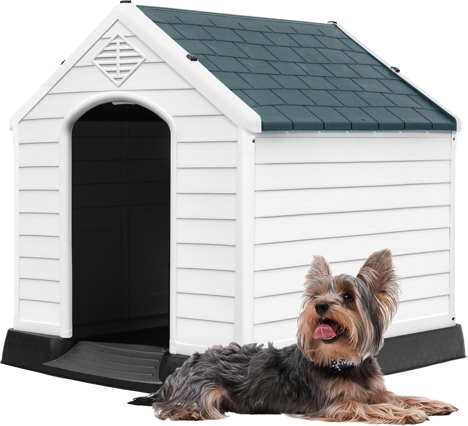 DWVO Plastic Dog House for Small to Medium Dogs, Weatherproof