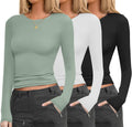 Ekouaer Womens Long Sleeve Thermal Tops 3 Pack - Fitted Base Layers Do