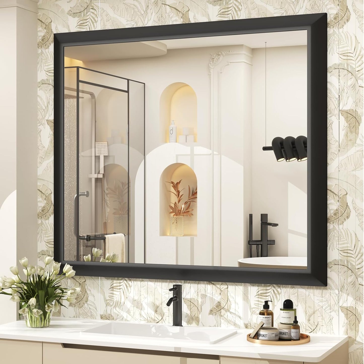 SMIROR Matte Black Bathroom Mirror for Stylish Home Decor