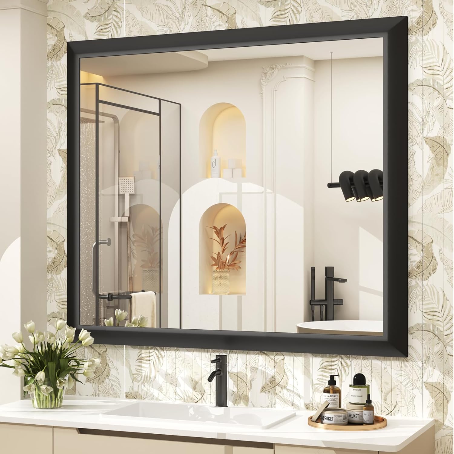 SMIROR Matte Black Bathroom Mirror for Stylish Home Decor