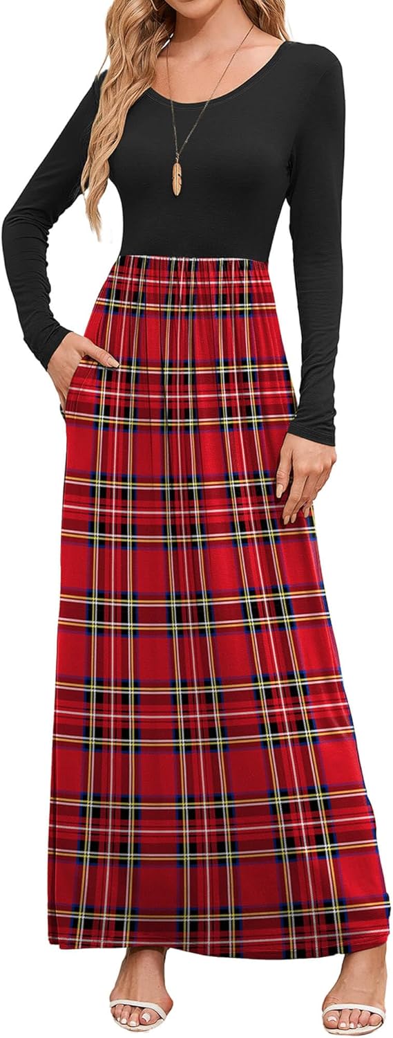 DEARCASE Women's Maxi Dress with Pockets for Casual Elegance