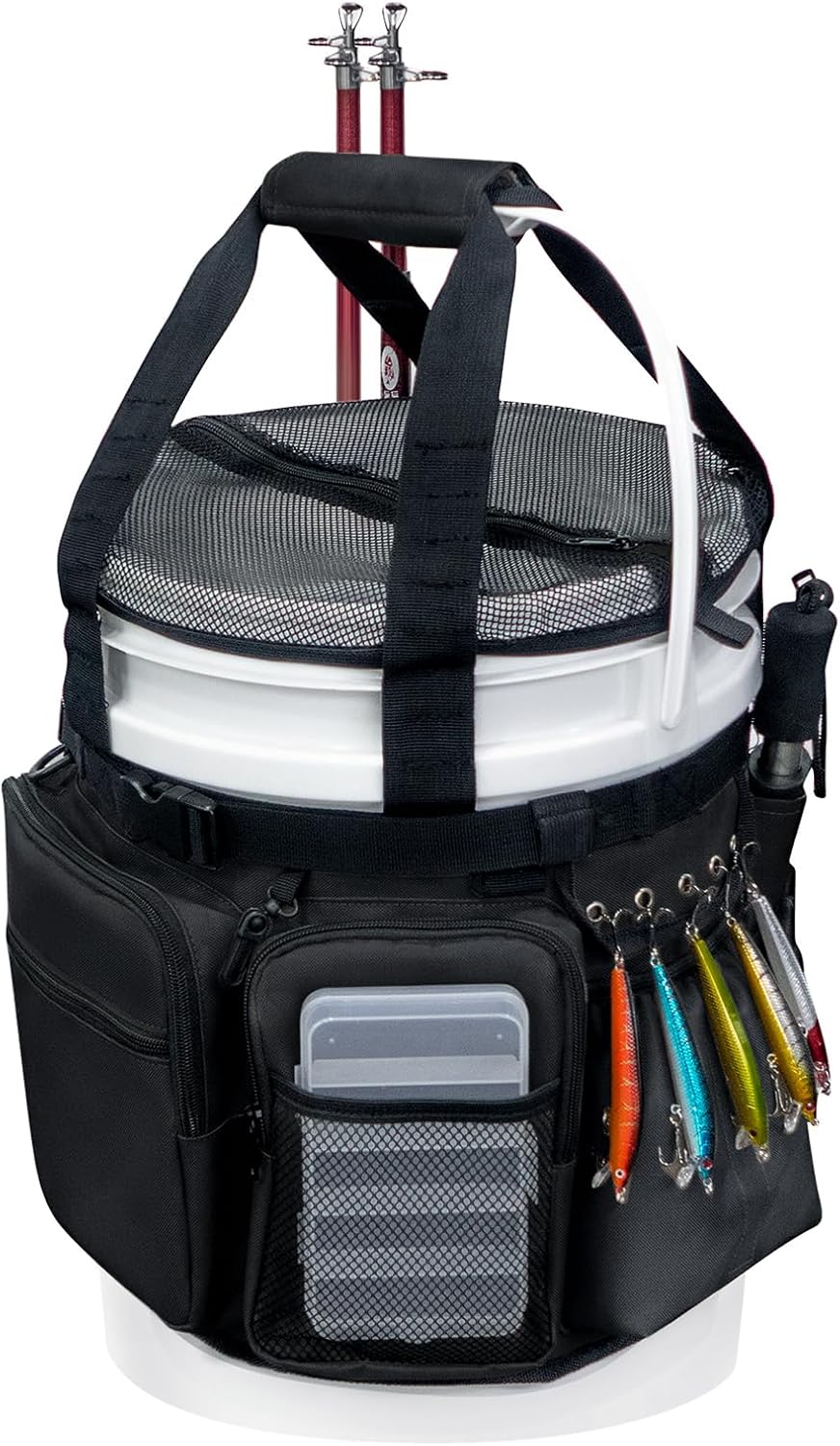 Fishing Bucket Organizer with Cover for 5 Gallon Bucket Gear