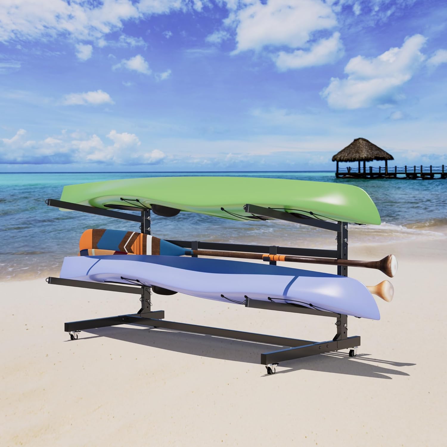 Freestanding Kayak Storage Rack with Wheels for Easy Movement