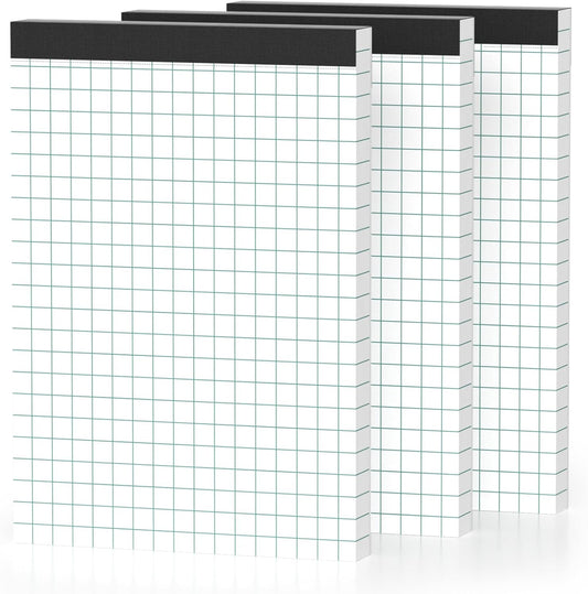 DORFAS 3 Pack Quad Ruled Graph Pads - Blue Lines, Perforated - 8.5x11