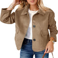 Tankaneo Womens Faux Suede Cropped Jacket - Classic Casual Shacket