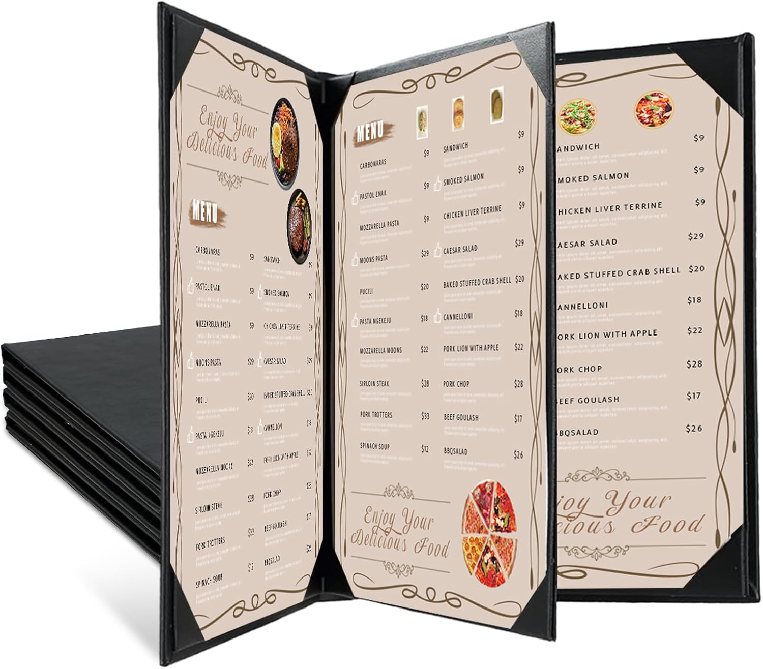 Restaurant Menu Covers Holders 8.5 x 11 for Stylish Displays