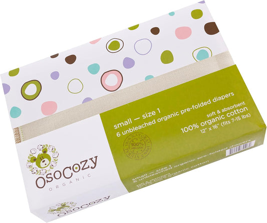 OsoCozy Organic Cotton Prefold Cloth Diapers - Super Absorbent