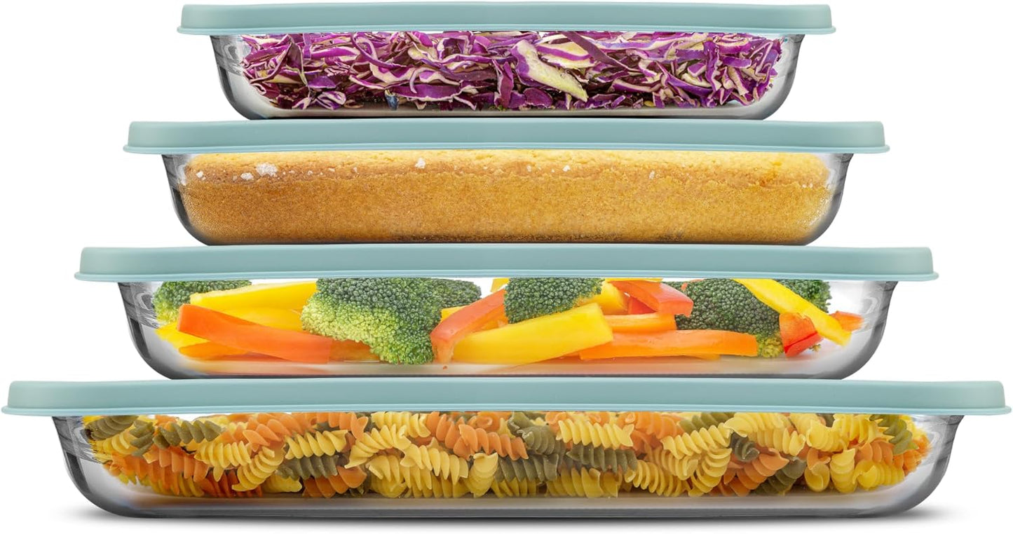 JoyJolt 8-Piece Borosilicate Glass Baking Dish Set for All Meals
