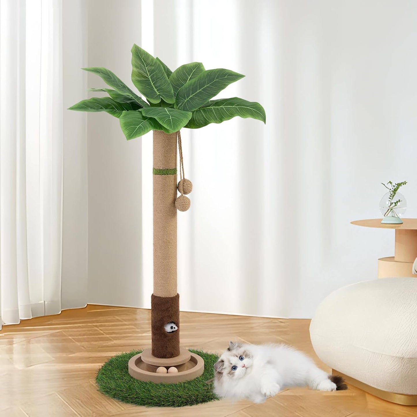 Cat Scratching Post 35in Tall with Interactive Toys for Cats
