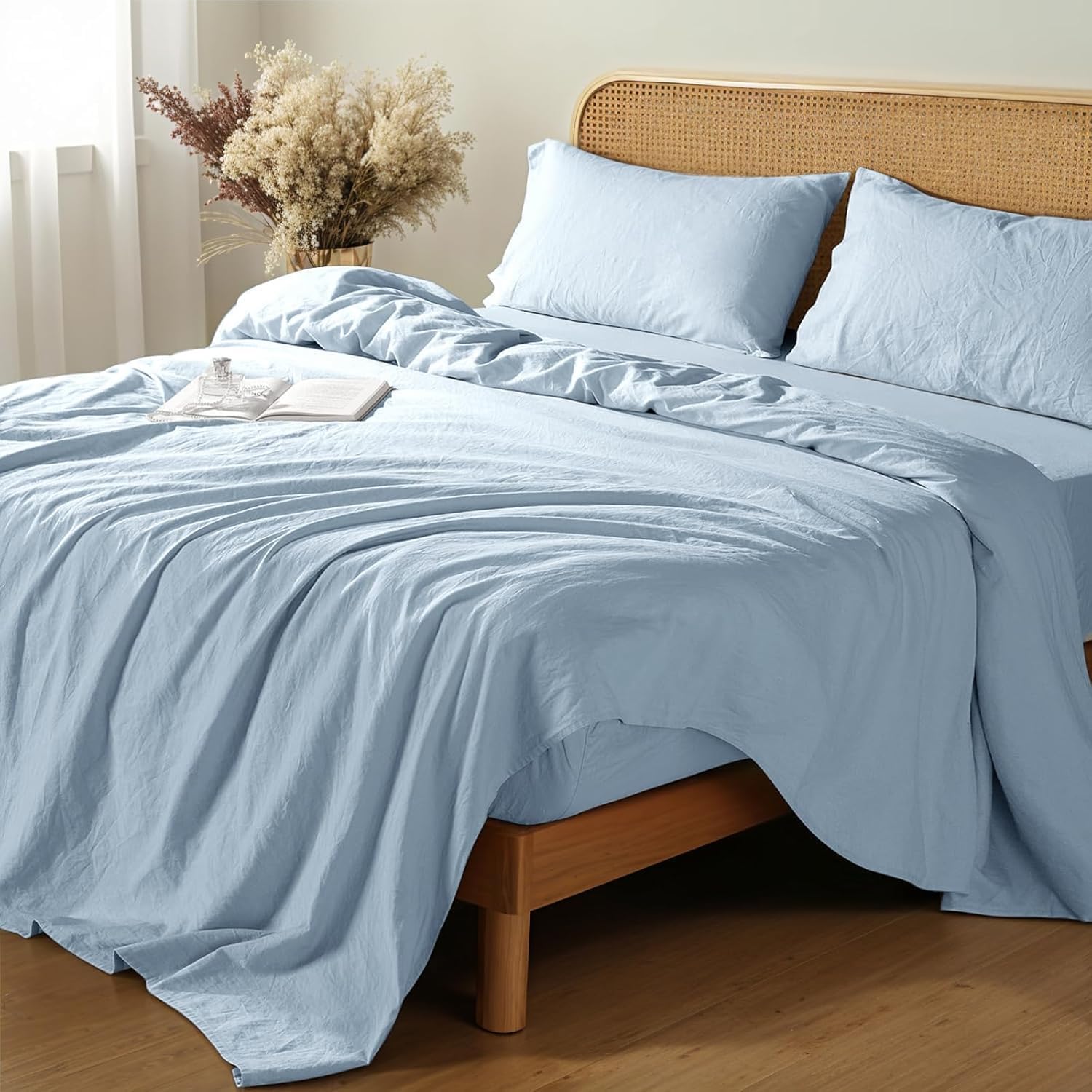 Shilucheng 100% French Linen Sheets for California King Beds