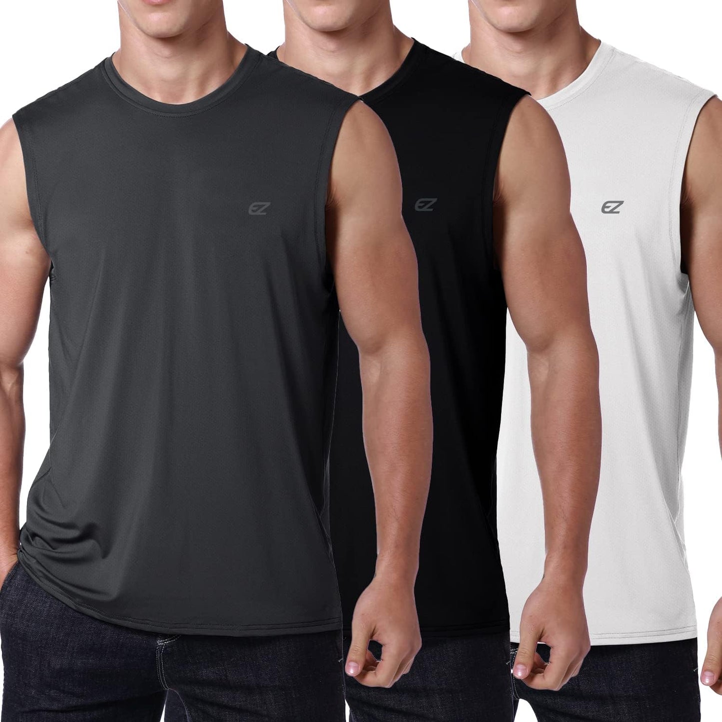 EZRUN Men's Quick Dry Sleeveless Workout Shirts for Gym Fitness
