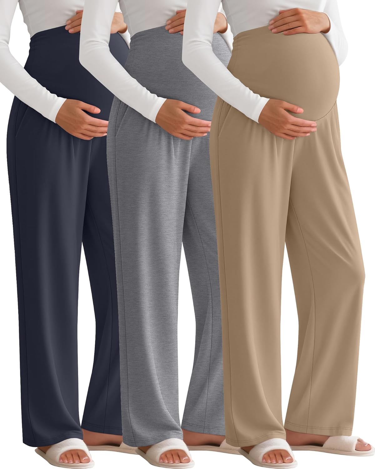 3 Pack Women's Maternity Pants Over The Belly Stretchy Lounge