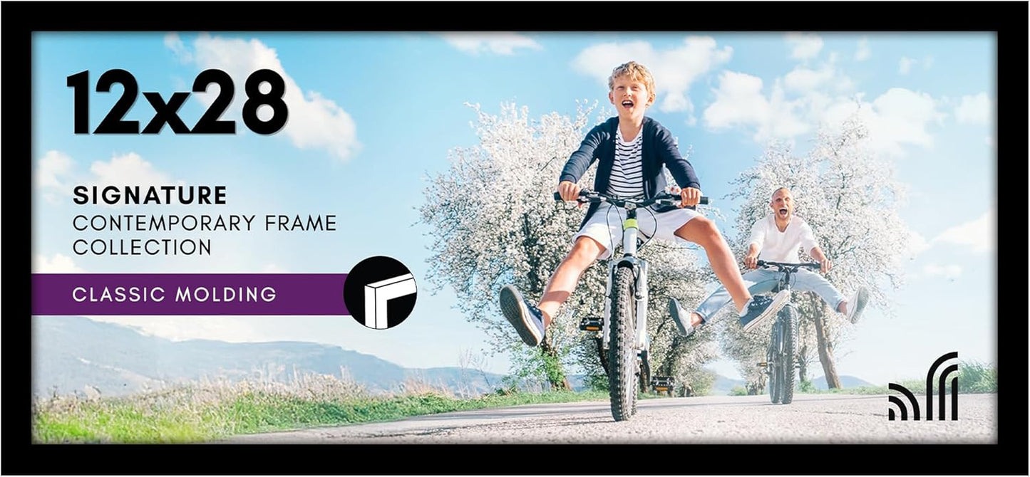 12x28 Picture Frame with Polished Plexiglass - Gallery Style