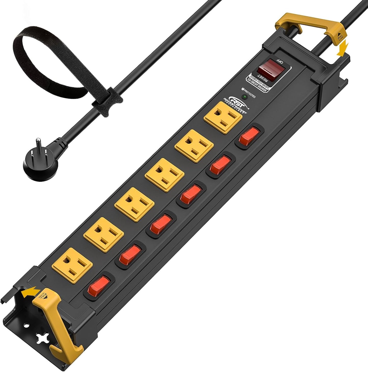 CRST 6 Outlets Wide Spaced Power Strip with Individual Switches
