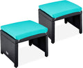 Wicker Ottomans Set of 2 for Outdoor Furniture and Seating