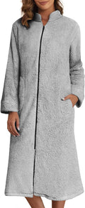 Ekouaer Women's Fleece Zip Up Robe for Ultimate Cozy Comfort