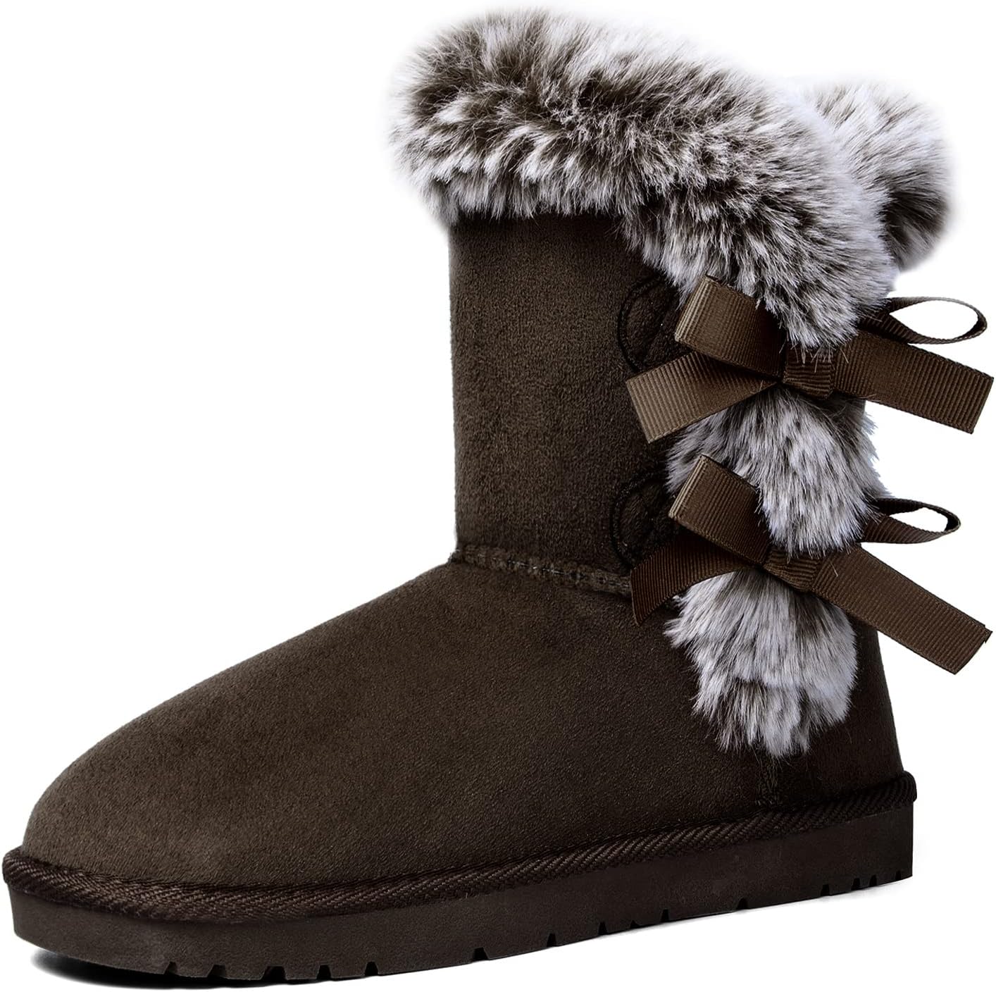 WFL Women Snow Boots Classic Mid-calf Fur Lining for Winter