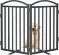 Malier Metal Freestanding Dog Gate 32in High - Sturdy Foldable Pet