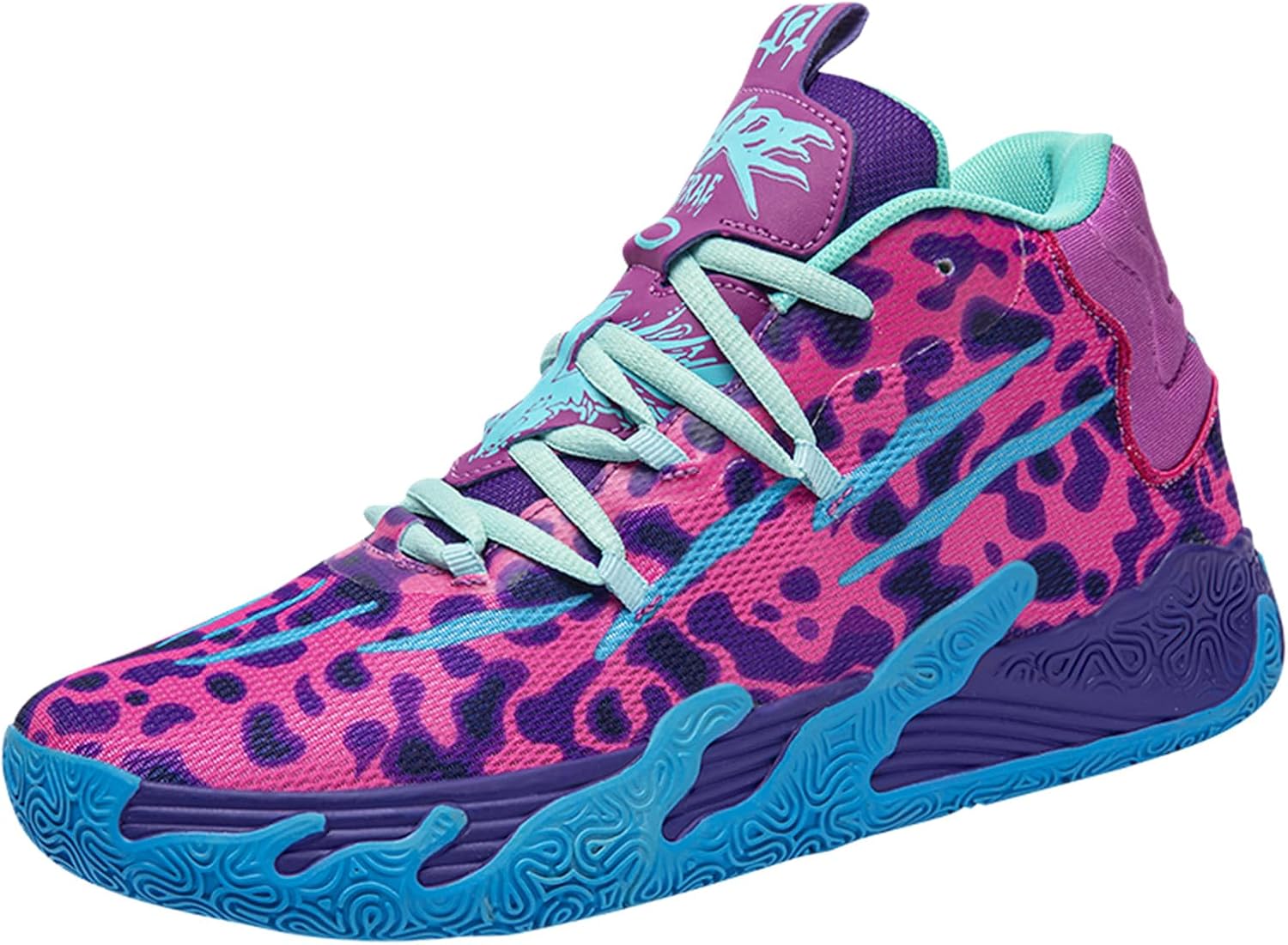 Men's Lace Up High Top Basketball Shoes for Outdoor Fitness