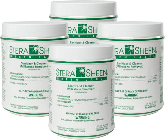 Restaurant-grade Stera Sheen: 4lb Jar x4 - Clean & Sanitize All Equipment