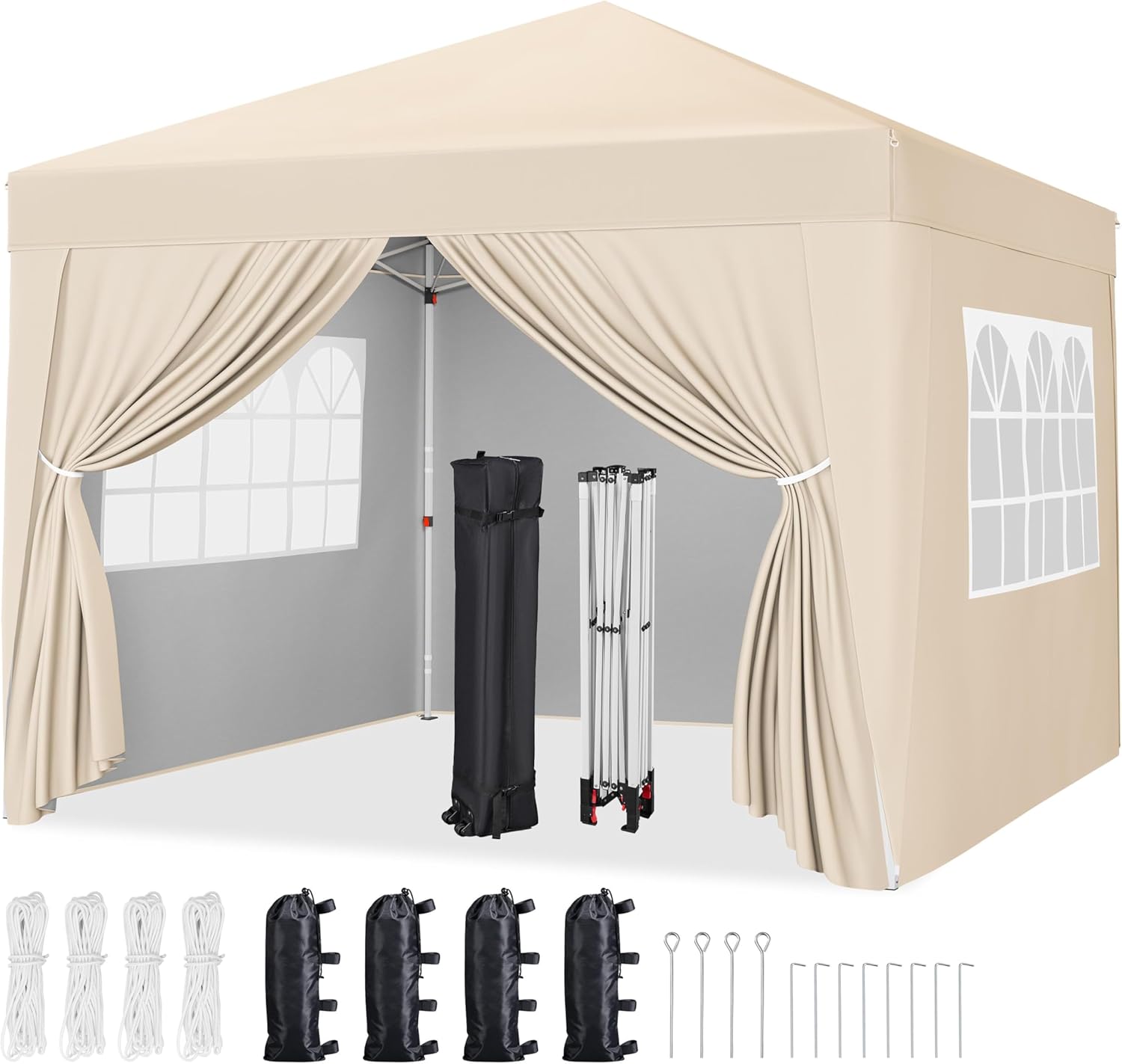 10x10 Pop Up Canopy Tent with Removable Sidewalls for Outdoors