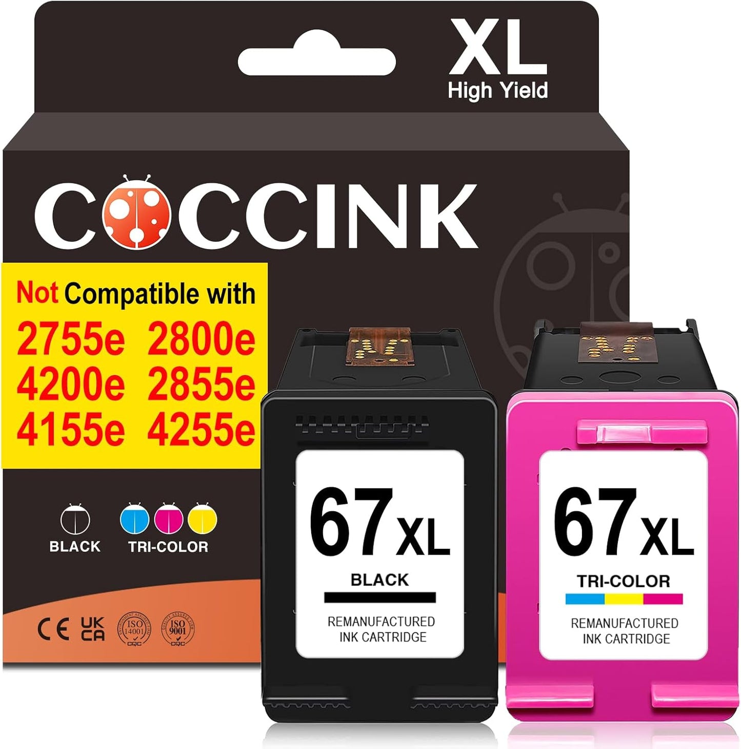 COCCINK 67XL Ink Cartridges for HP Envy Printers - High Yield