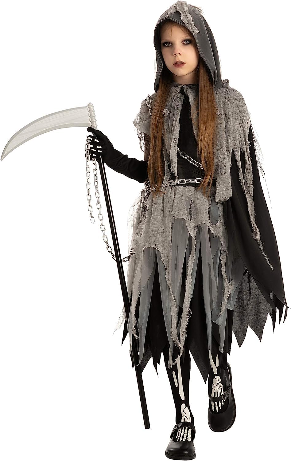 Grim Reaper Costume for Girls with Glow in the Dark Features