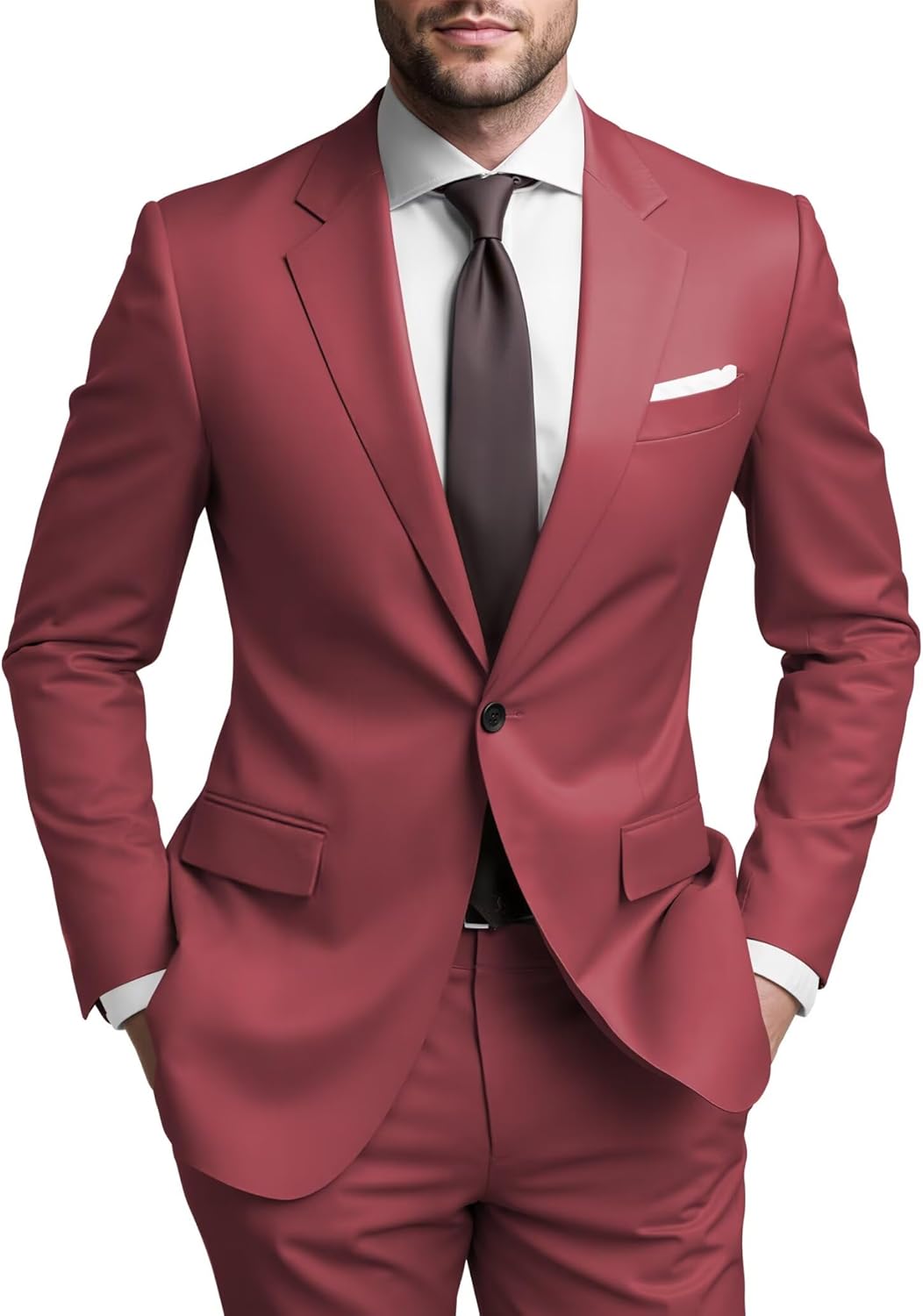 Mens Regular Fit 2 Piece Suit for Wedding Prom Business Events