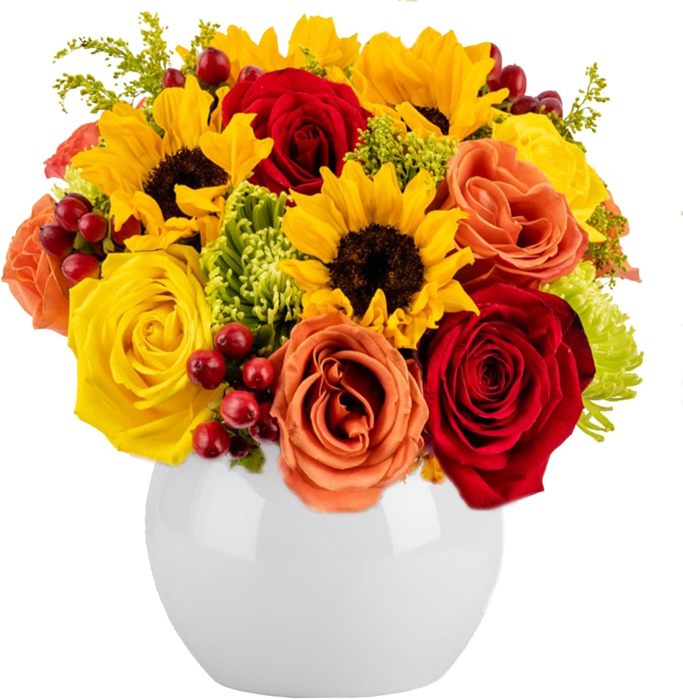 Warm Glow in Opal Vase: Stunning Fresh Flower Arrangement