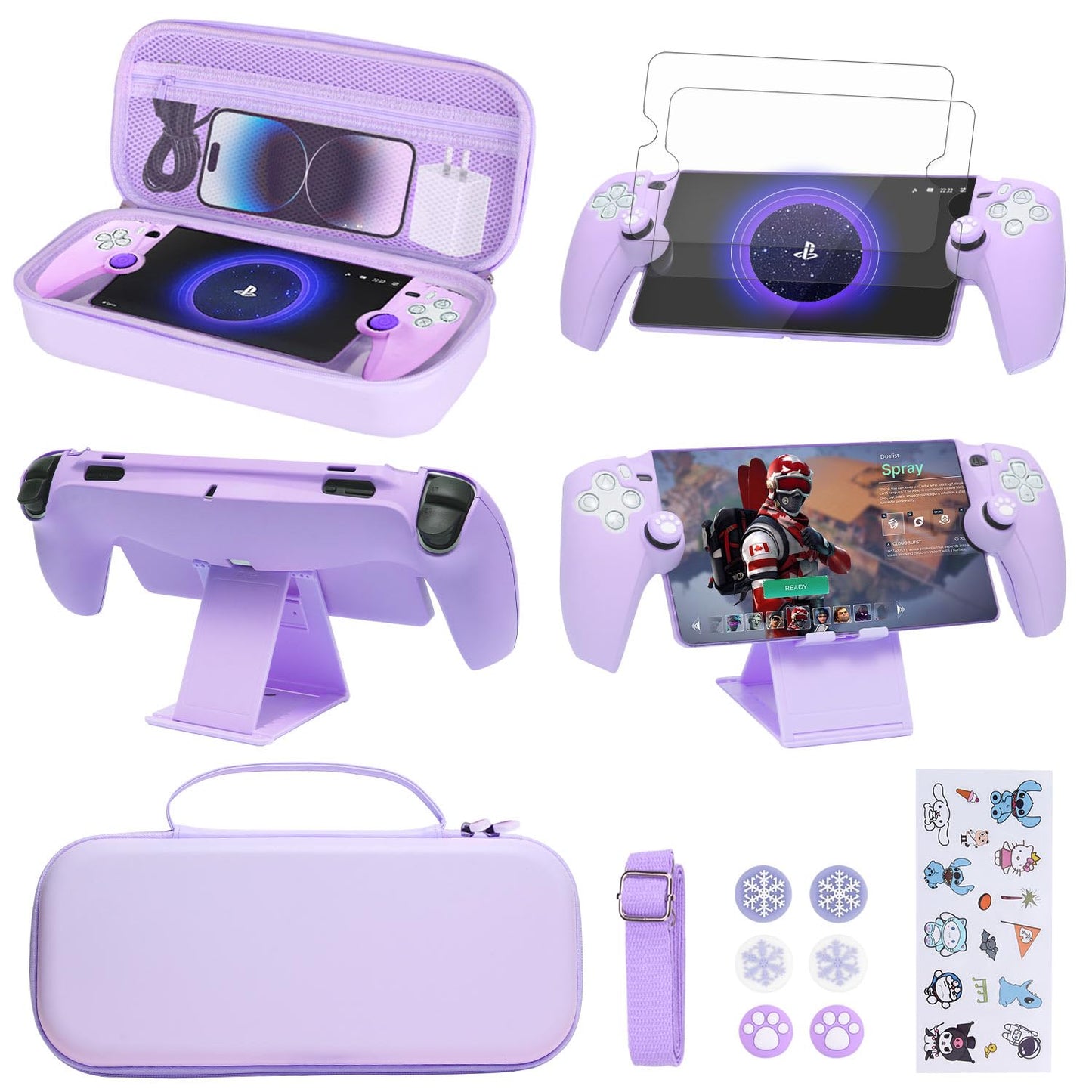 Cute Purple Accessories Kit for PS5 Portal - 5 in 1 Bundle
