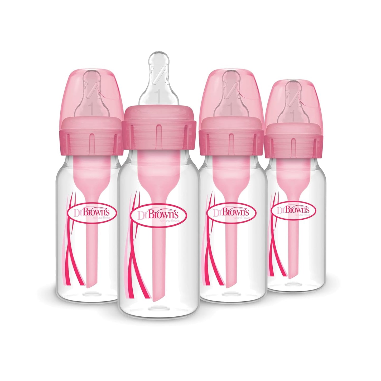 Dr. Brown's Anti-Colic Baby Bottles 4oz, 4-Pack - Natural Flow for Happy Babies