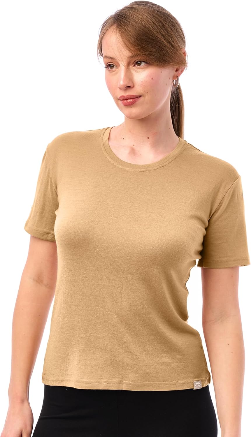 Merino Wool Base Layer Women Short Sleeve Tee for Comfort