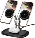 SwanScout Dual Magnetic Wireless Charger - Fast Charging for iPhone & AirPods (Black)