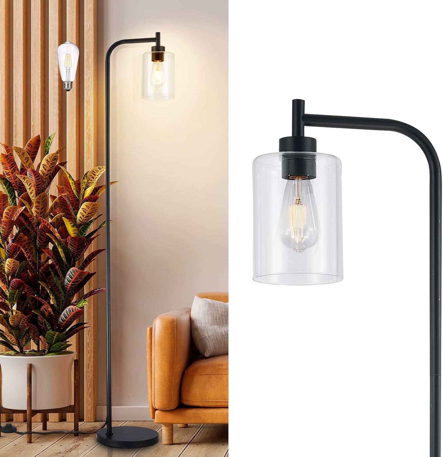 DLLT Floor Lamp Tall for Room: Modern Black Standing Lamp