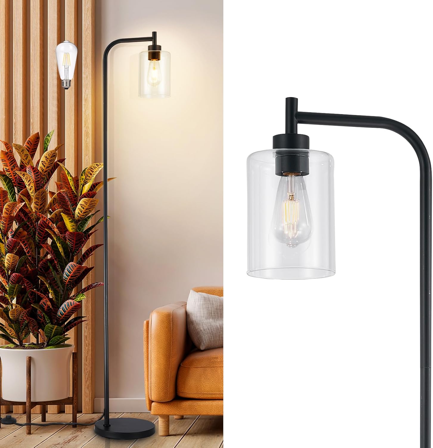 DLLT Floor Lamp Tall for Room: Modern Black Standing Lamp