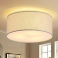 12.6in Modern Close to Ceiling Light with Linen Drum Shade