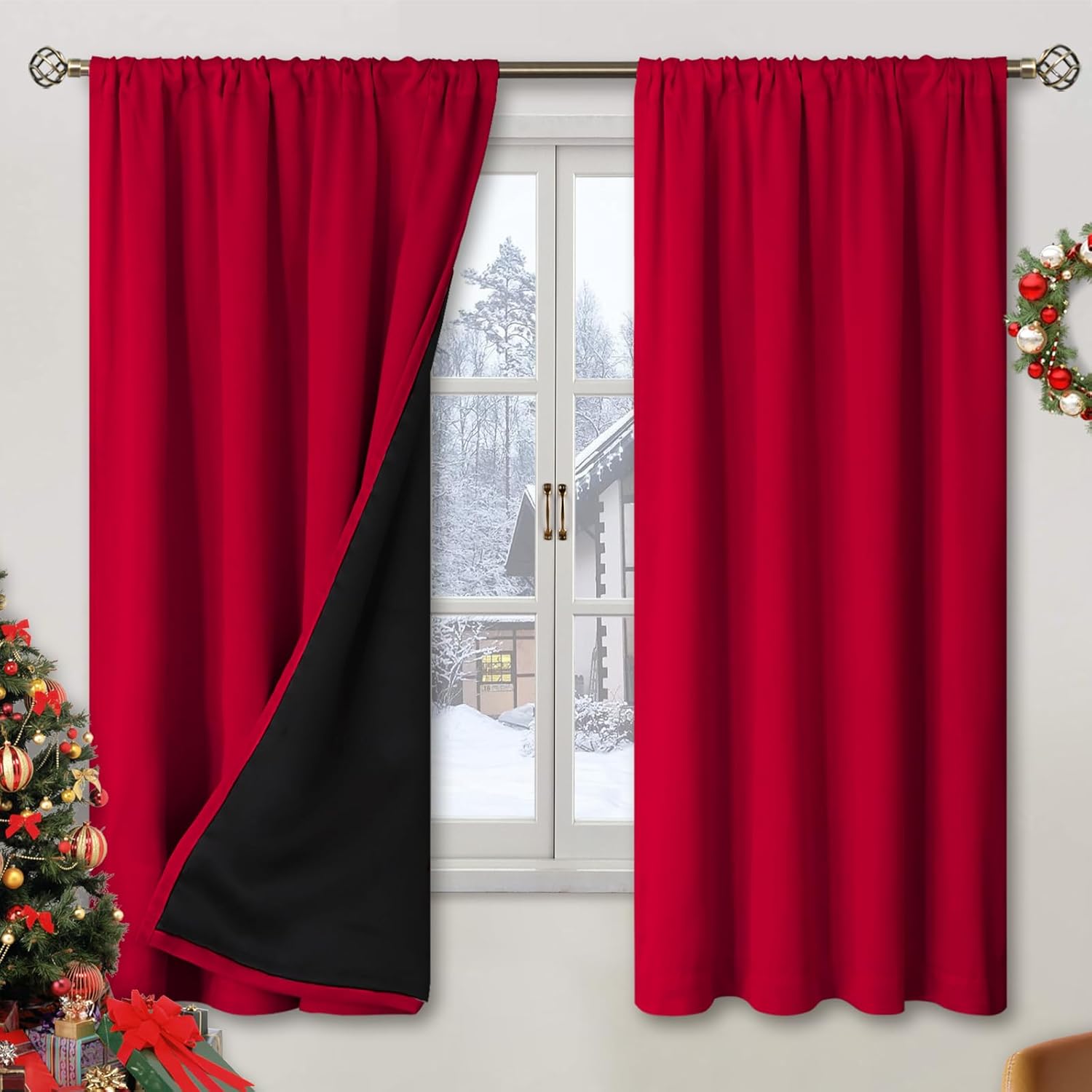 BGment Christmas Thermal Insulated Blackout Curtains for Bedroom