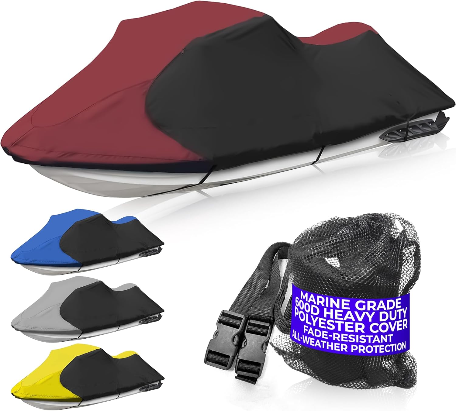 Trailerable Jet Ski Cover for 3 Seater, Waterproof 600D Polyester