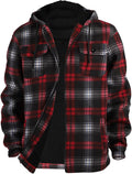 Sherpa Lined Fleece Plaid Hoodie Jacket for Men - Plus Size S-5XL