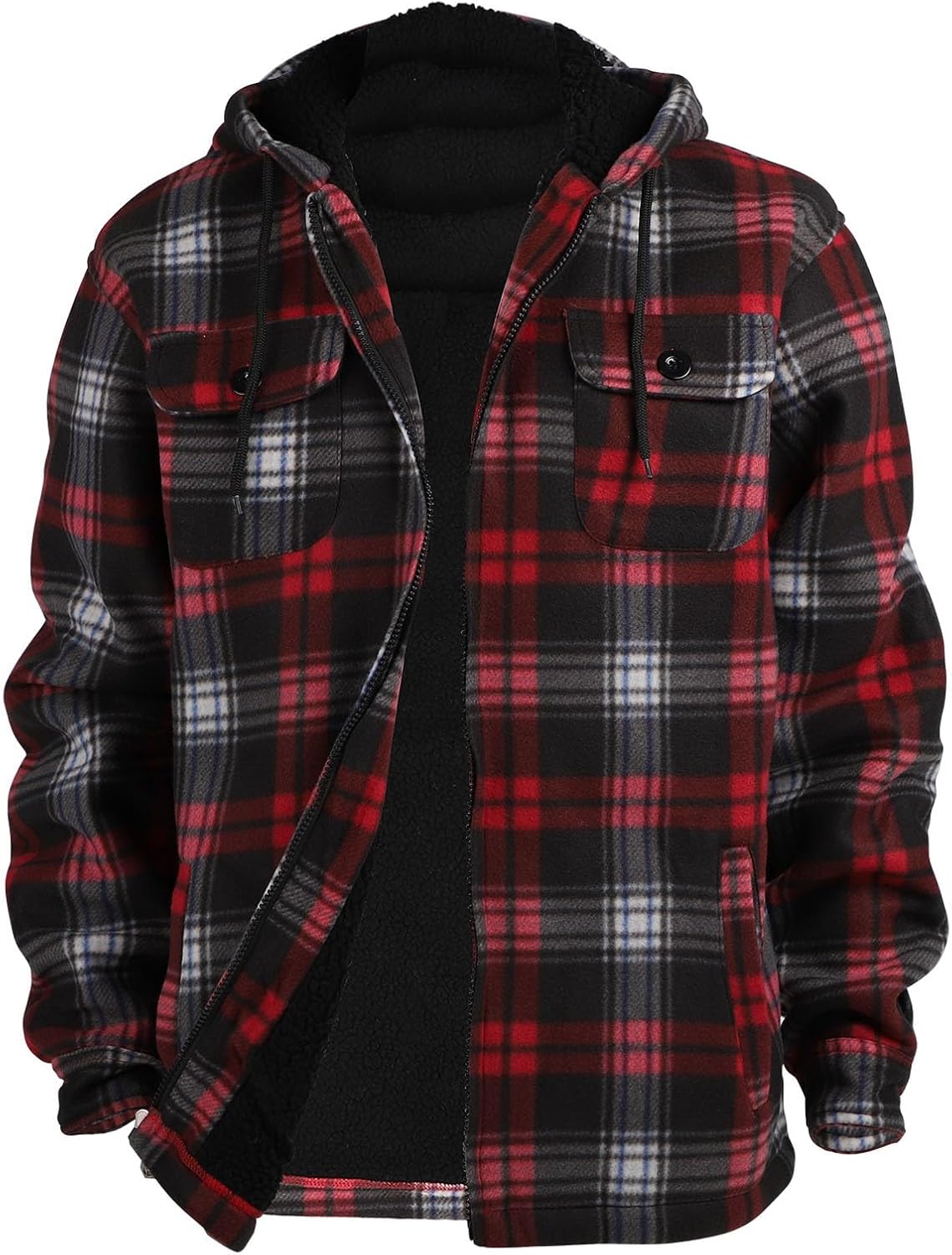Winter Heavy Warm Sherpa Lined Fleece Plaid Flannel Jacket