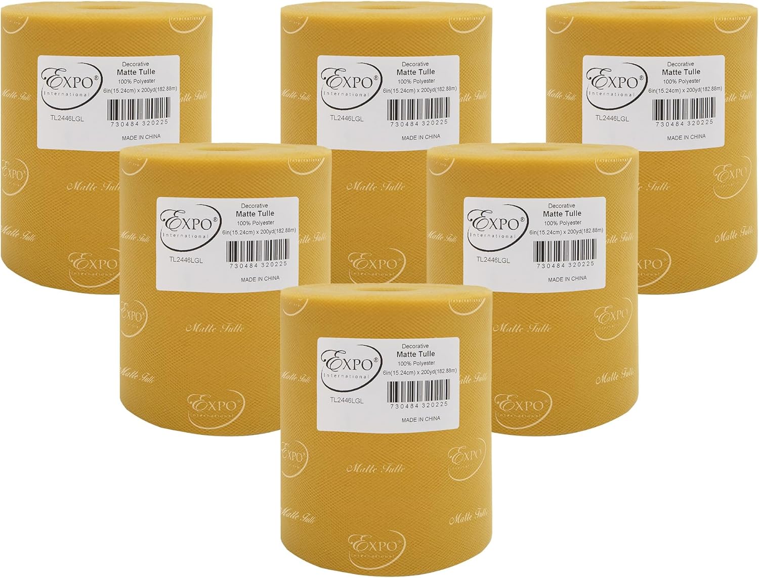Decorative Matte Tulle Rolls for Crafting - Light Gold 6in x 200 Yards