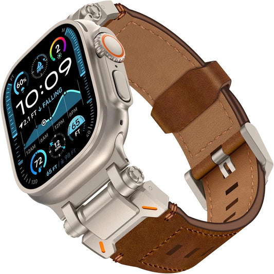 Genuine Rugged Leather Apple Watch Band for Men