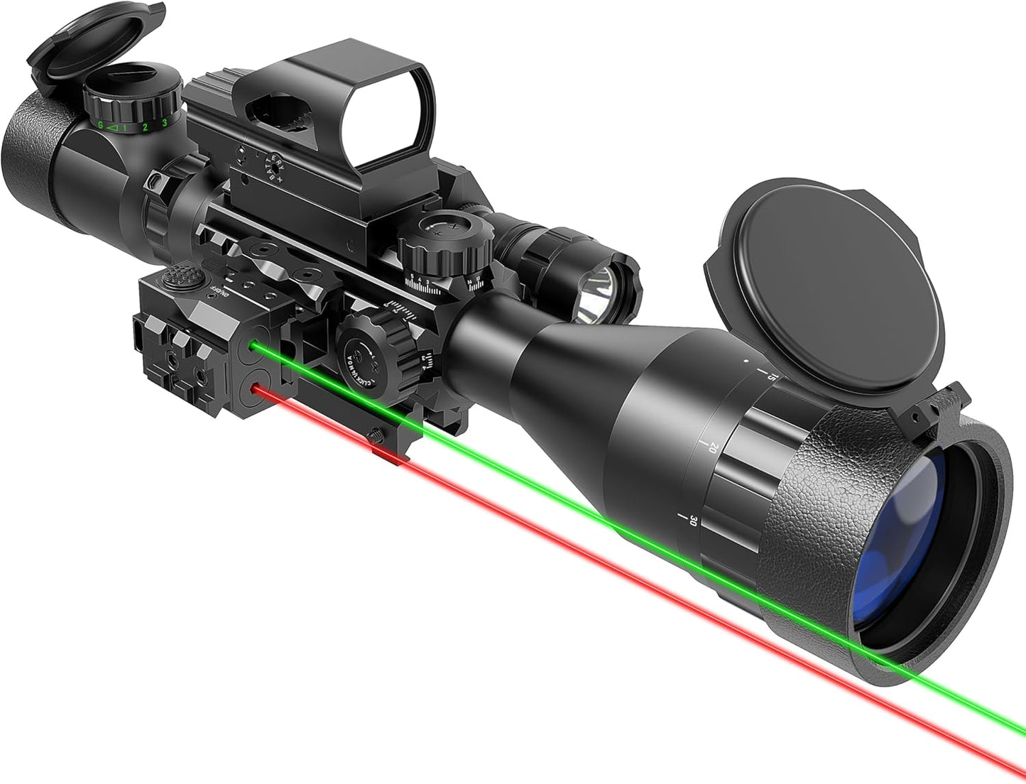 UUQ 4-12&16X50 AO Rifle Scope with Red/Green Laser Sight