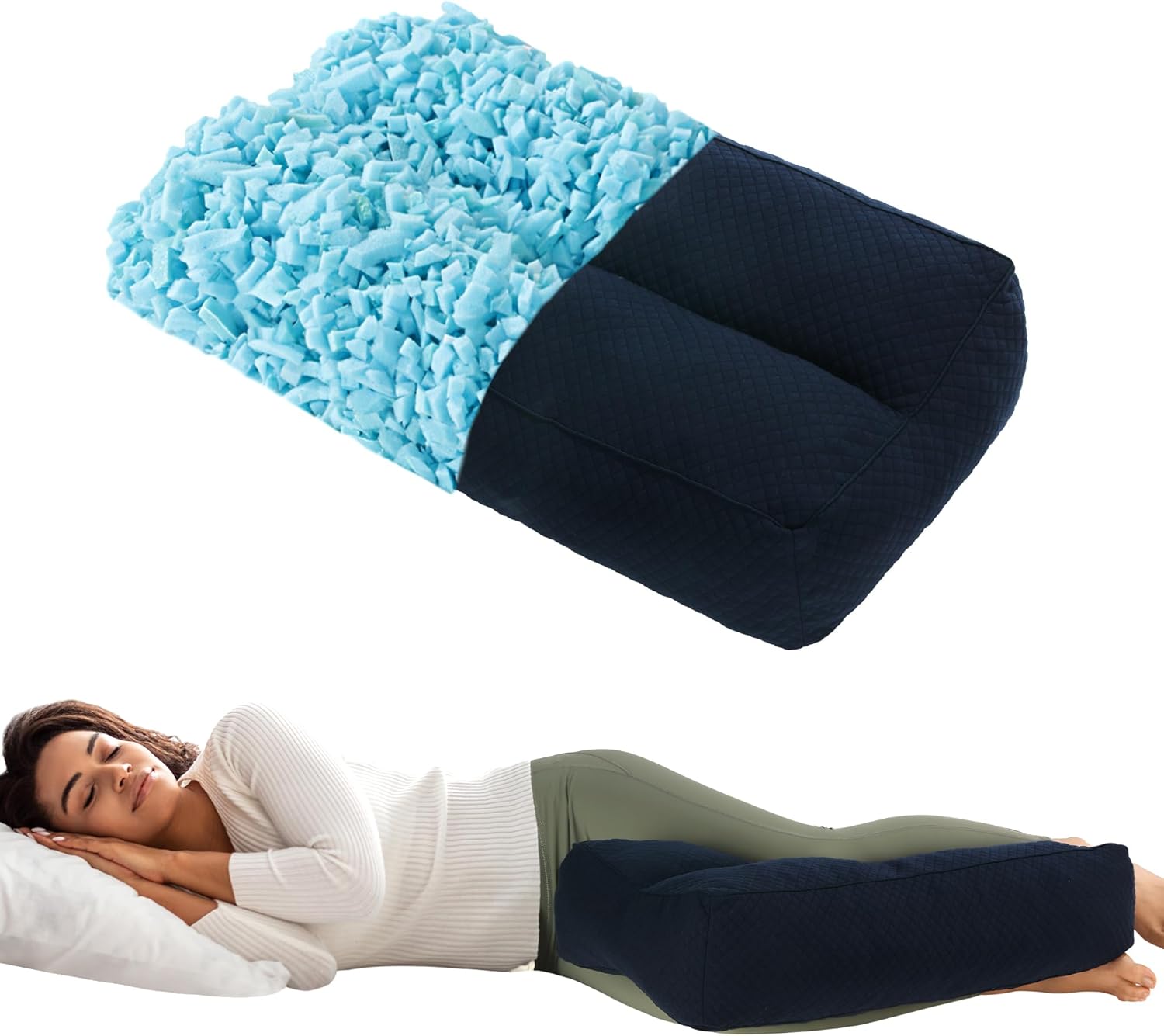 HOMBYS Shredded Memory Foam Knee Pillow for Side Sleepers