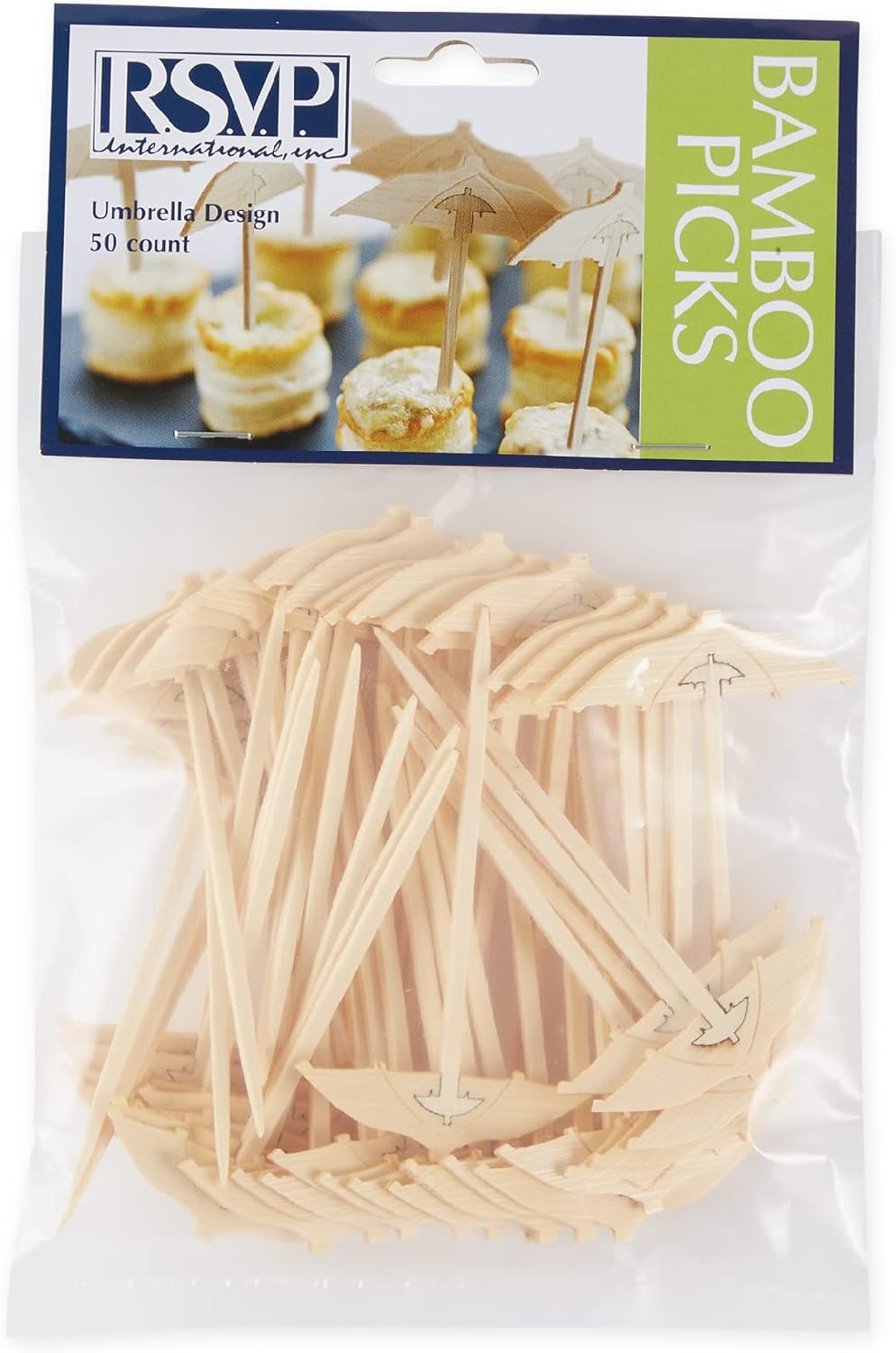 RSVP Bamboo Umbrella Picks, Compostable 50-Count