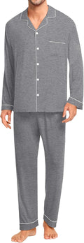 Men Modal Pajama Set Button-Down Long Sleeve - Soft Lounge PJs