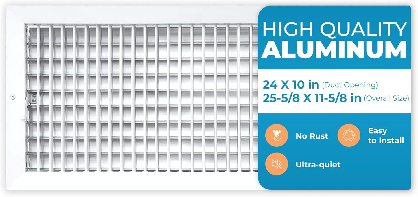 Aluminum 24 x 10 Inch Air Vent Covers for Wall AC Grille