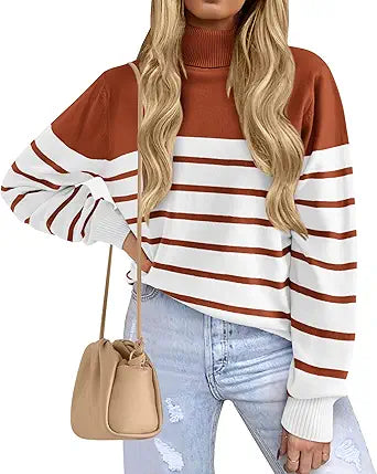 KIRUNDO Women's Turtleneck Sweater for Fall Winter Fashion